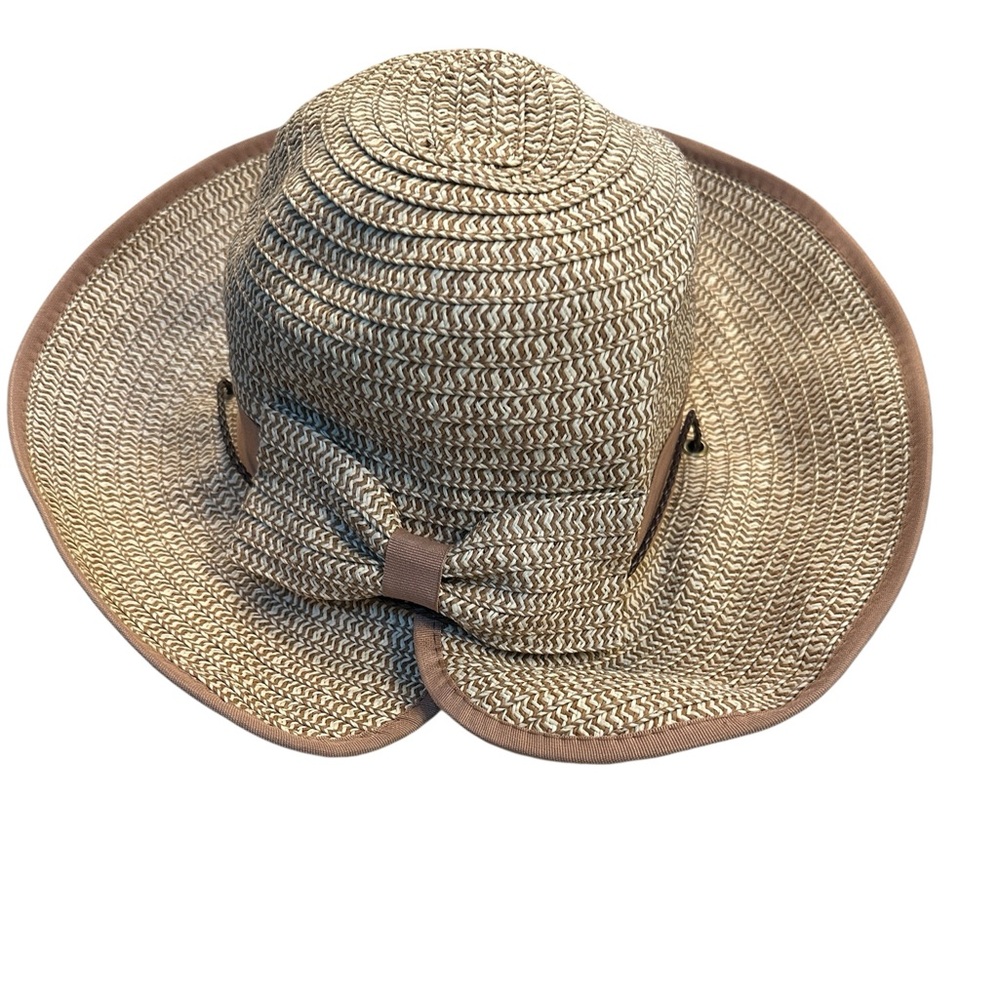 San Diego Hat Company Wide Brim Big Bow Straw Sun Hat w/ Chin Strap